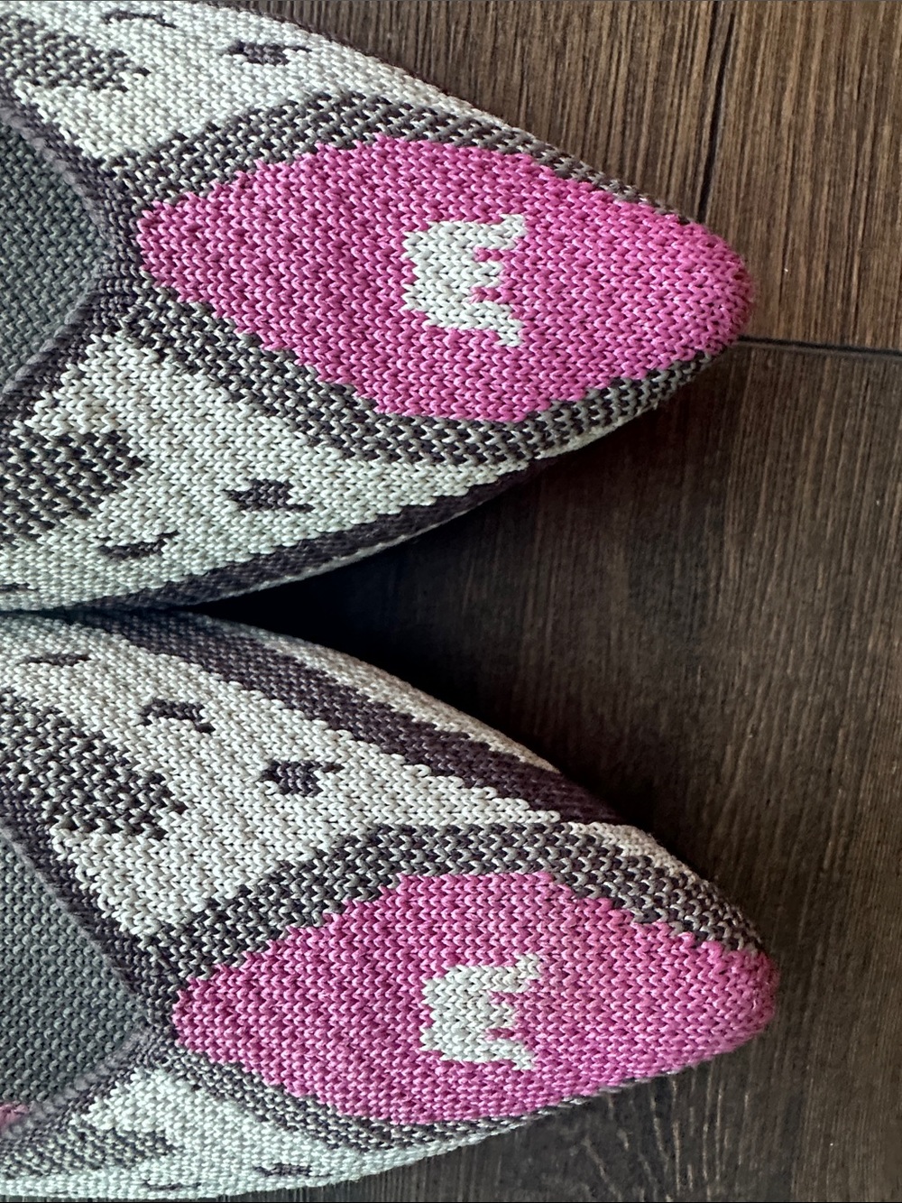 Rothy's Pink Brown Cream Pointed Knit Flats - Picture 4 of 8
